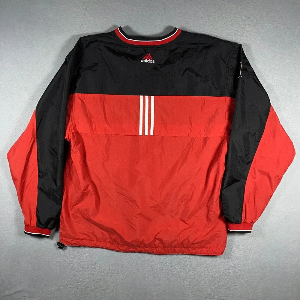 Vintage Adidas Windbreaker Pullover Mens Medium Red Nebraska Huskers V-Neck